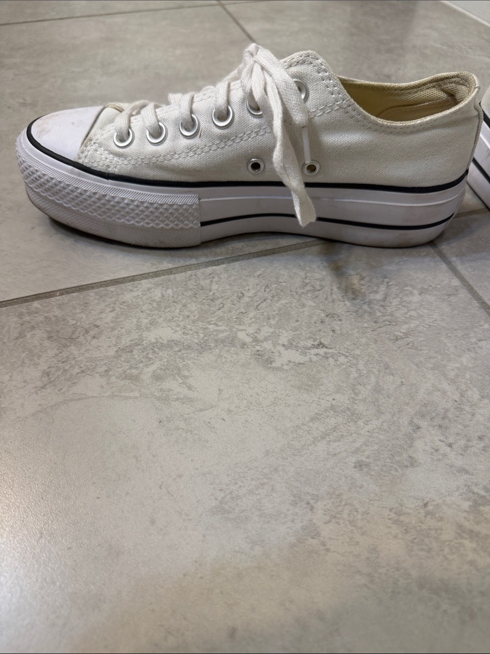Converse White Low-Top Platform Canvas Sneaker
